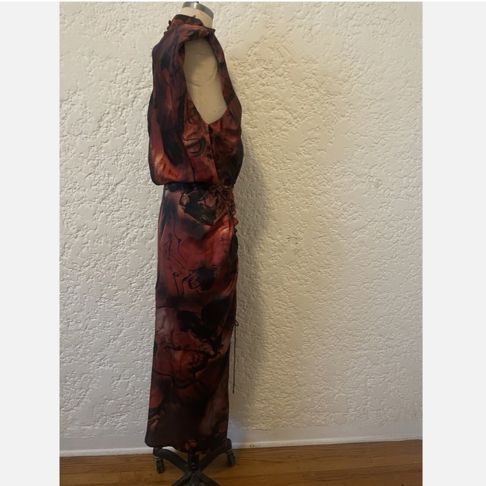 All Saints ISA Claudia Dress, Size 4 (small) Rust Red Silk Blend Midi Sleeveles - Picture 9 of 16